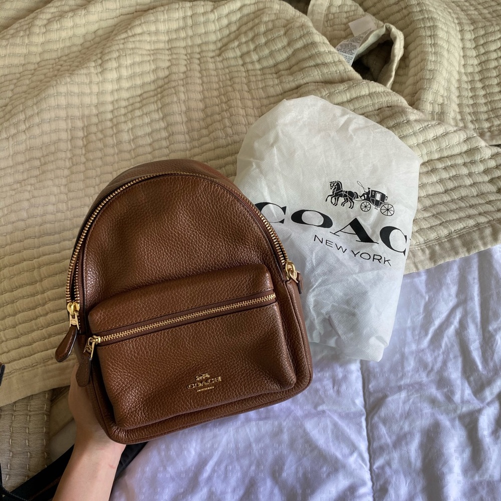 Brown leather coach mini Charlie backpack